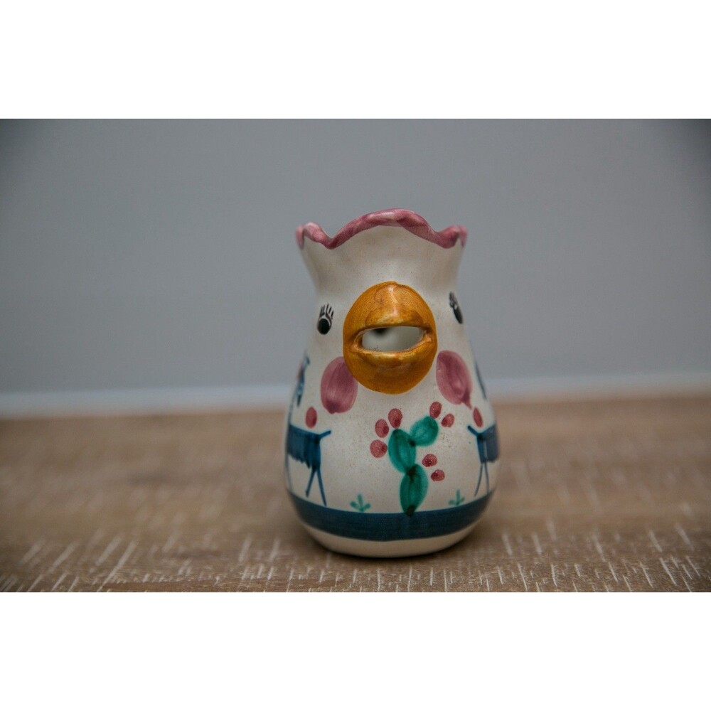 Hand Painted Ceramic Rooster Creamer Pitcher Farmhouse Decor